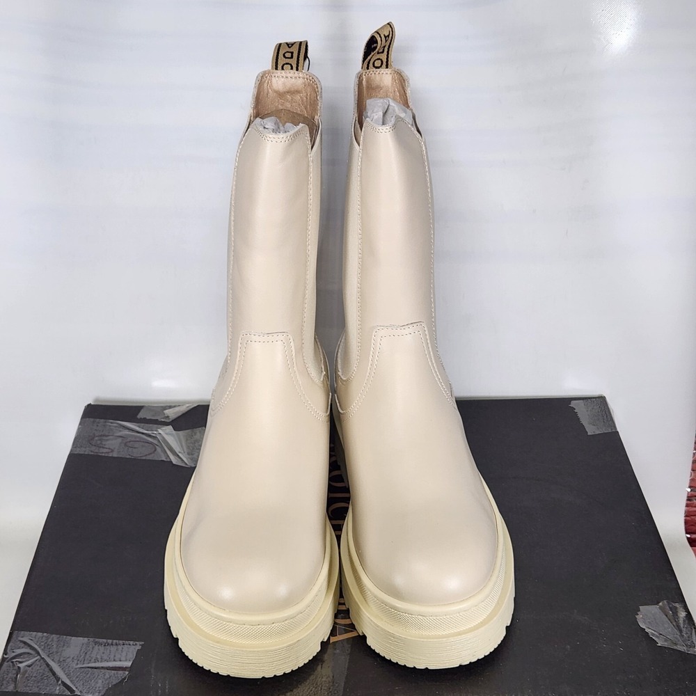 Scotch & Soda Aubri Chelsea Boots Women Size 41 Cream Leather Lug Sole Platform - Picture 4 of 8